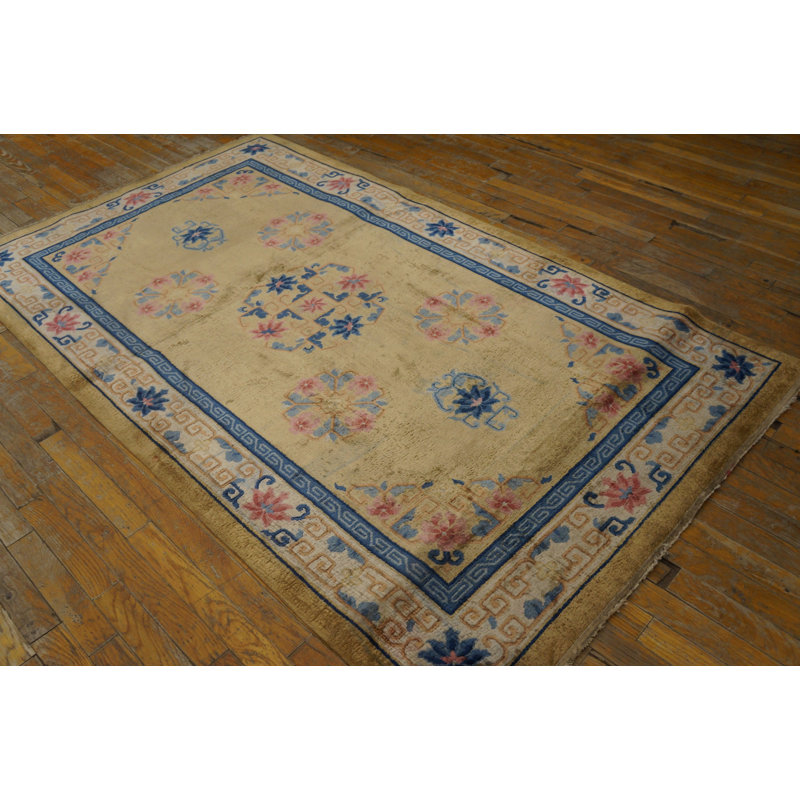 Small Size Light Color Antique Oriental Silk Chinese Scatter Rug