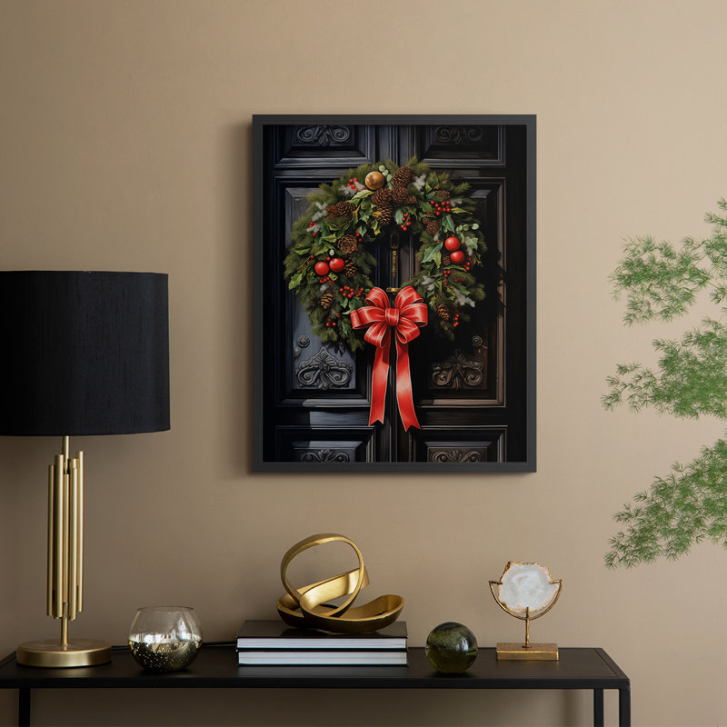 «Christmas Holiday Art DCLXII», reproduction d'art encadrée - bois massif, H 15 po x l 12 po, Noir, noir, noir, noir