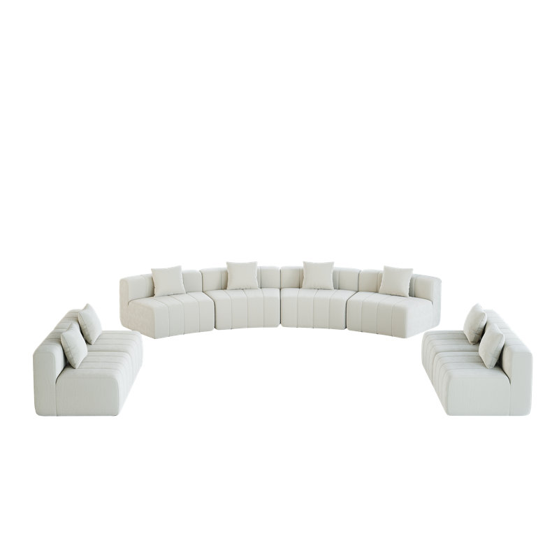 Canapé modulaire à compression Daijha Boneless, Chenille beige