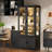 Curio Display Cabinet with Glass Doors, Bookcase with LED Lights, Black