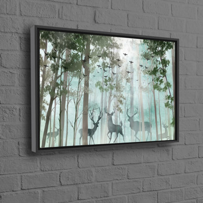 Large Modern Canvas Print Featuring a Deer in the Forest Landscape Artwork Perfect as a Gift