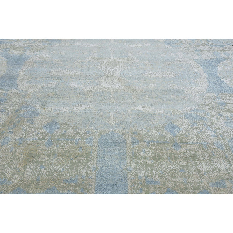 Geometric Area Rug in Beige/Blue/Ivory, Rectangle 12' x 15'
