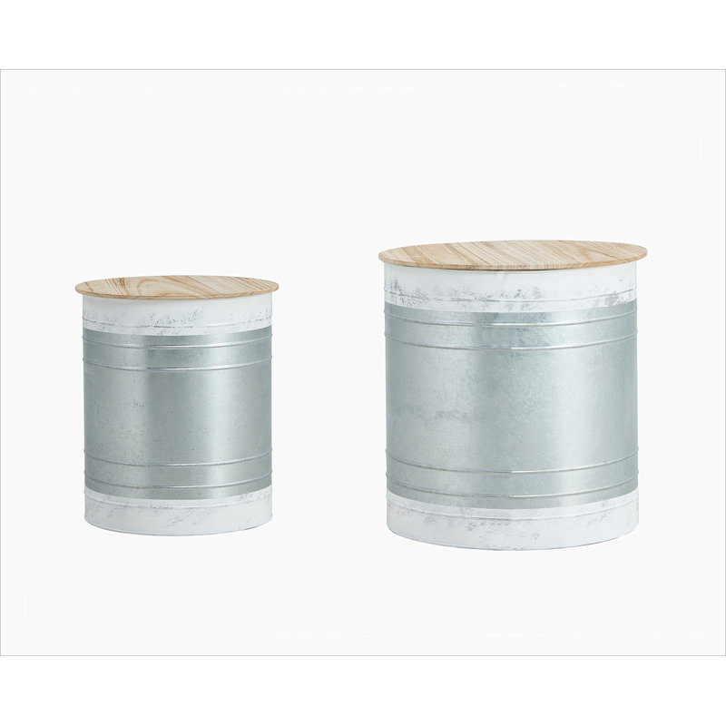 2 tables de rangement Gelacio Drum, Naturel