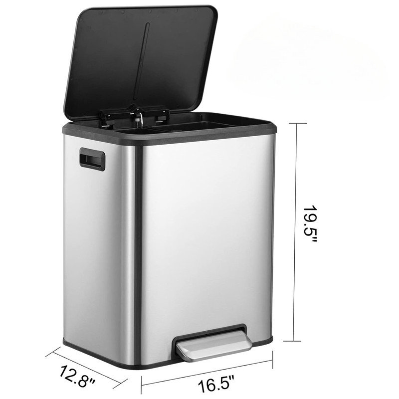 Stainless Steel Kitchen Trash Can - 30L, Silver