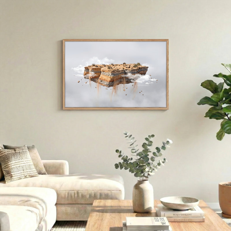 Ensemble de 1 tableau sur toile représentant un rocher flottant, H 24 po x l 36 po, Naturel