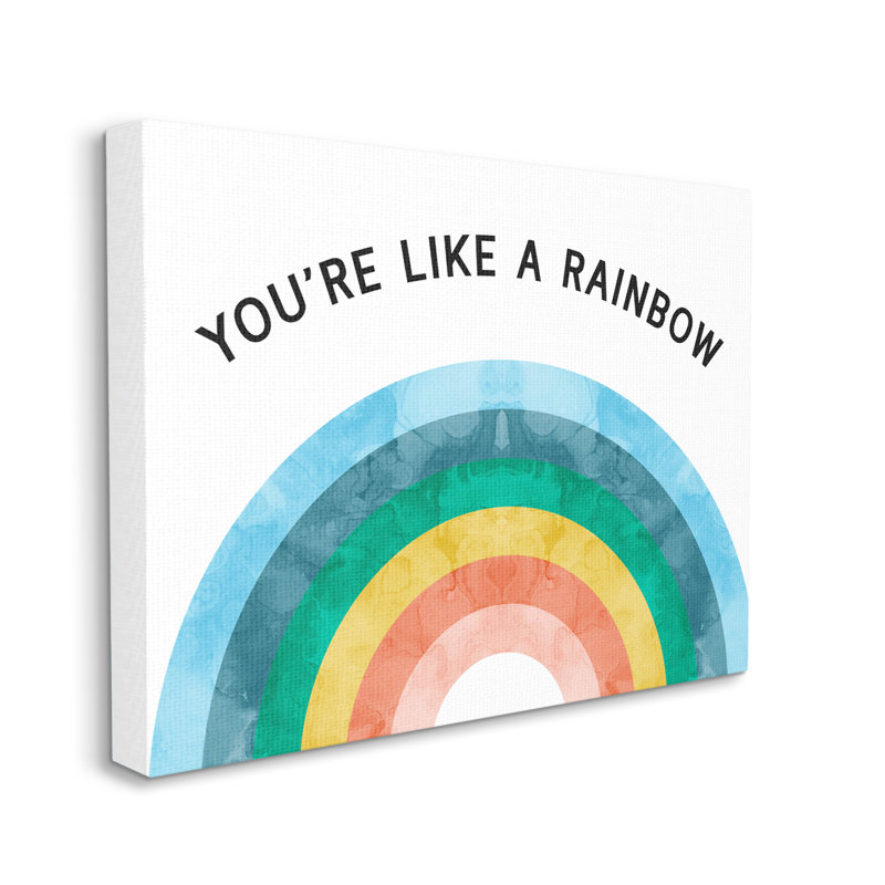 You’Re Like A Rainbow Expression Watercolor Motif Arches Grey Farmhouse, H 36 po x l 48 po x P 1,5 po, Toile tendue