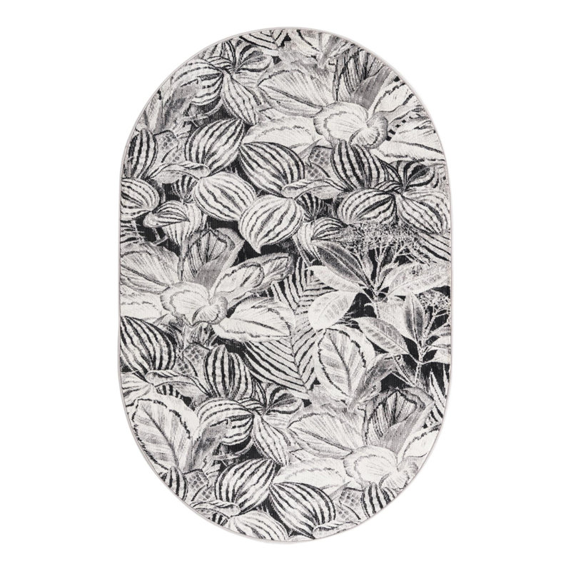 Tapis gris anthracite, Ovale 4 pi x 6 pi