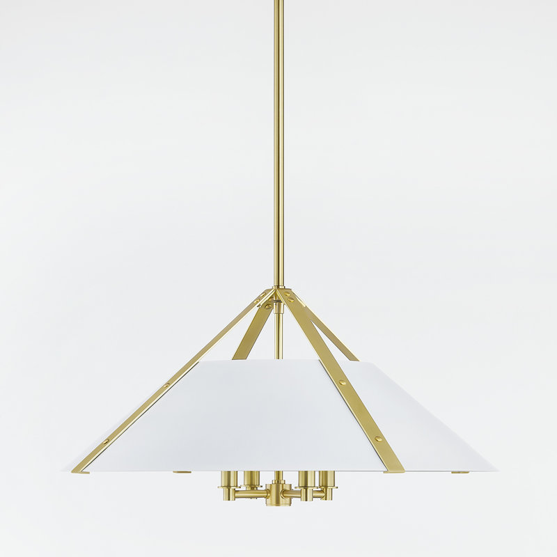 Luminaire suspendu 1 lumière Raymond, Laiton vieilli / blanc doux, Blanc