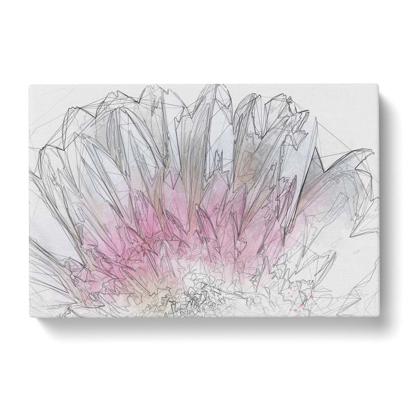 Petals of a Pink and White Gerbera in Abstract by Morimoto Toko - Wrapped Canvas Drawing - Wrapped Canvas