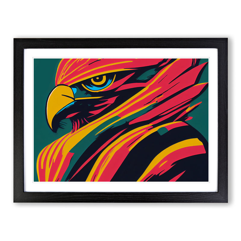 Abstract Eagle Bird - Framed Print, Black, 46cm H x 64cm W x 2cm D