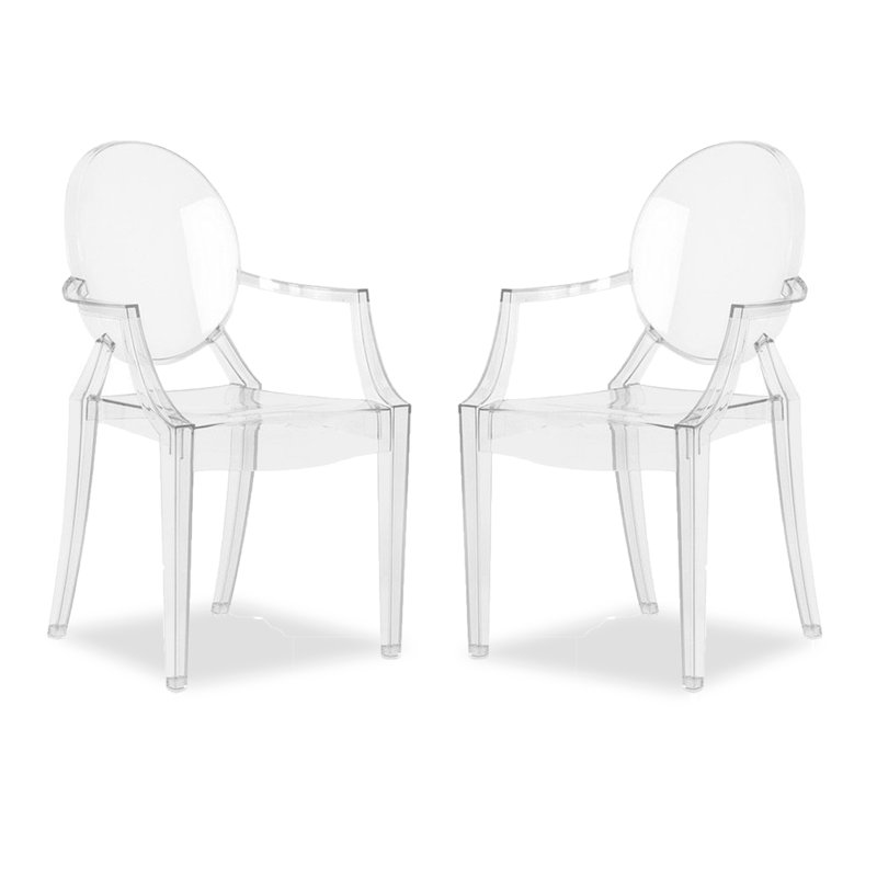 Aaron King Louis Back Arm Chair set, Clear, 2