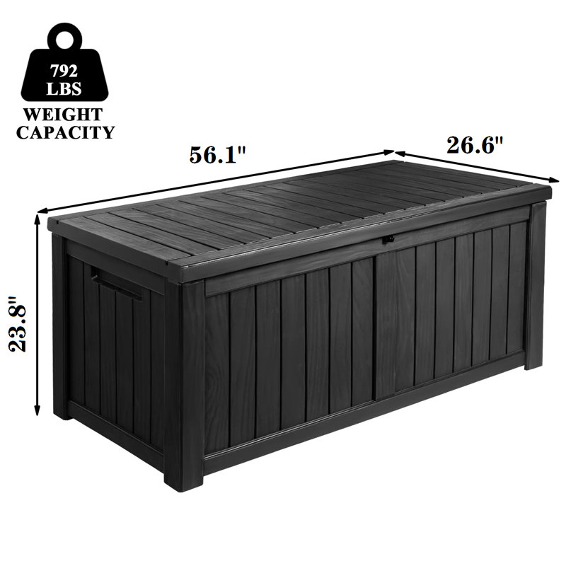 Devoko 56.1'' W 120 Gallons Water Resistant Lockable Deck Box in Black
