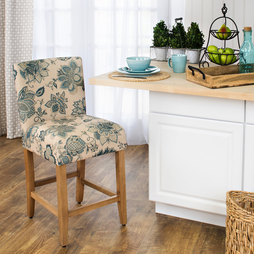 Gaillard Upholstered Counter Stool with Solid Wood Frame August Grove®