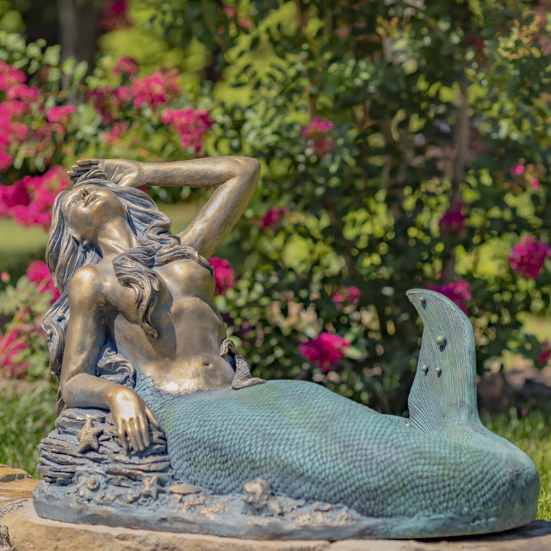 Statue de jardin soleil en magnésium sirène
