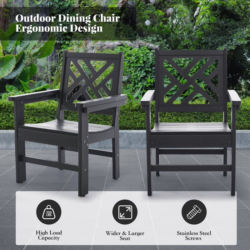 Ensemble de chaises d'extérieur 2 pièces Hdpe - Chaises de patio toutes saisons avec accoudoirs pour bistro, restaurant, jardin, cour, gris