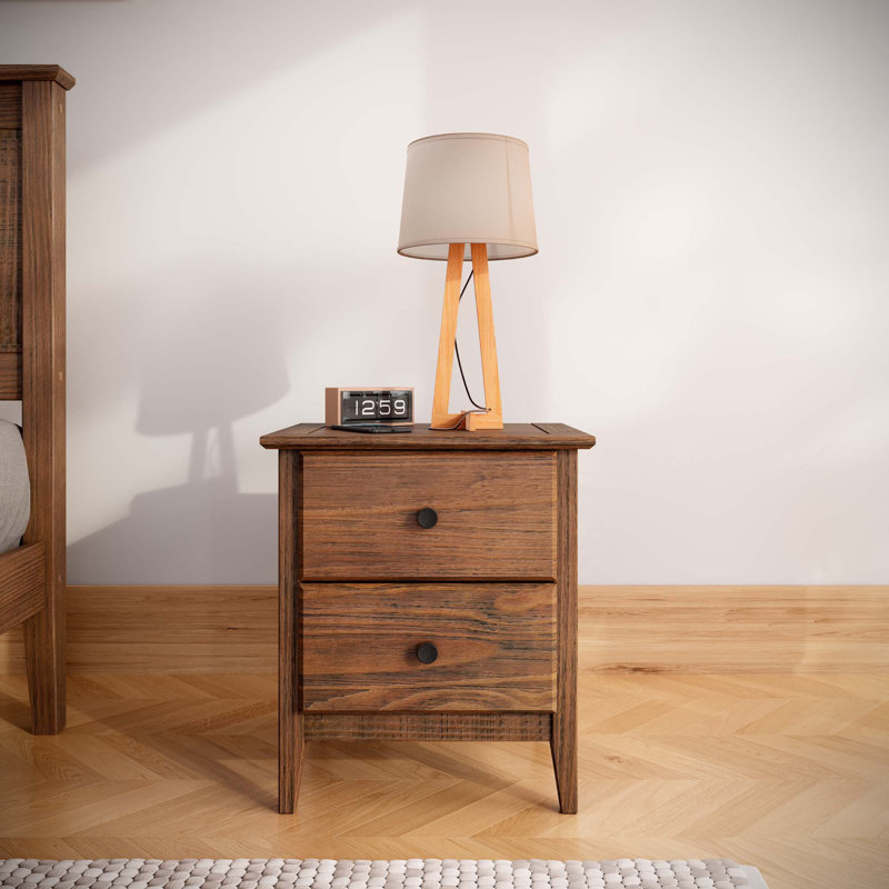 Greenport 20'' W Solid Wood Nightstand, Brushed Walnut