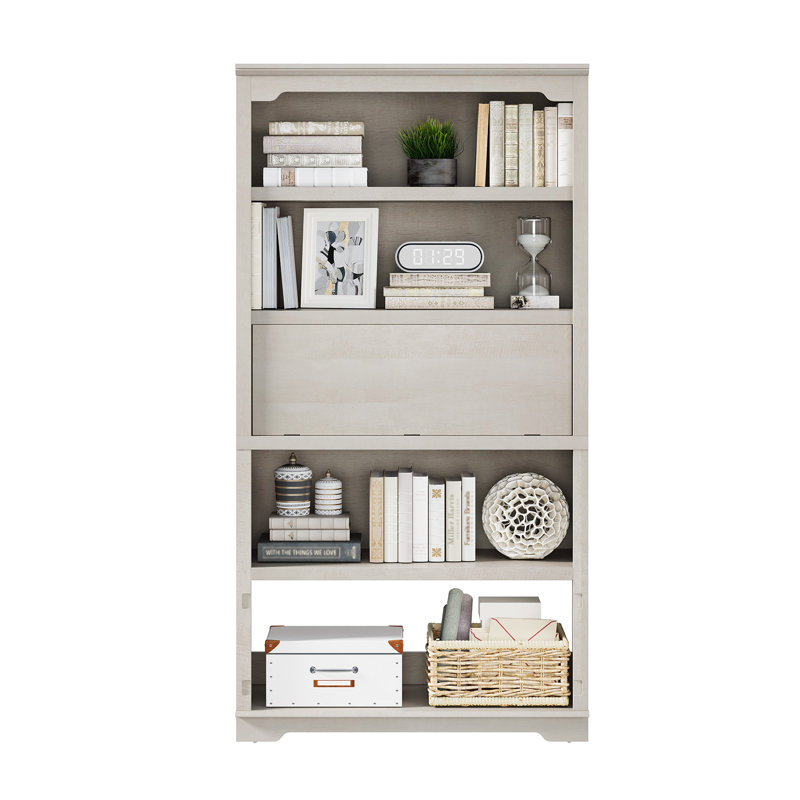 Luper 71" H x 37" W Standard Bookcase with 5-Tiers Shelf, White