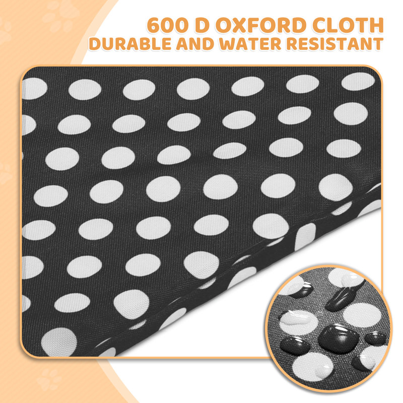 Black and White Polka Dot Foldable Pet Stroller with Steel Frame