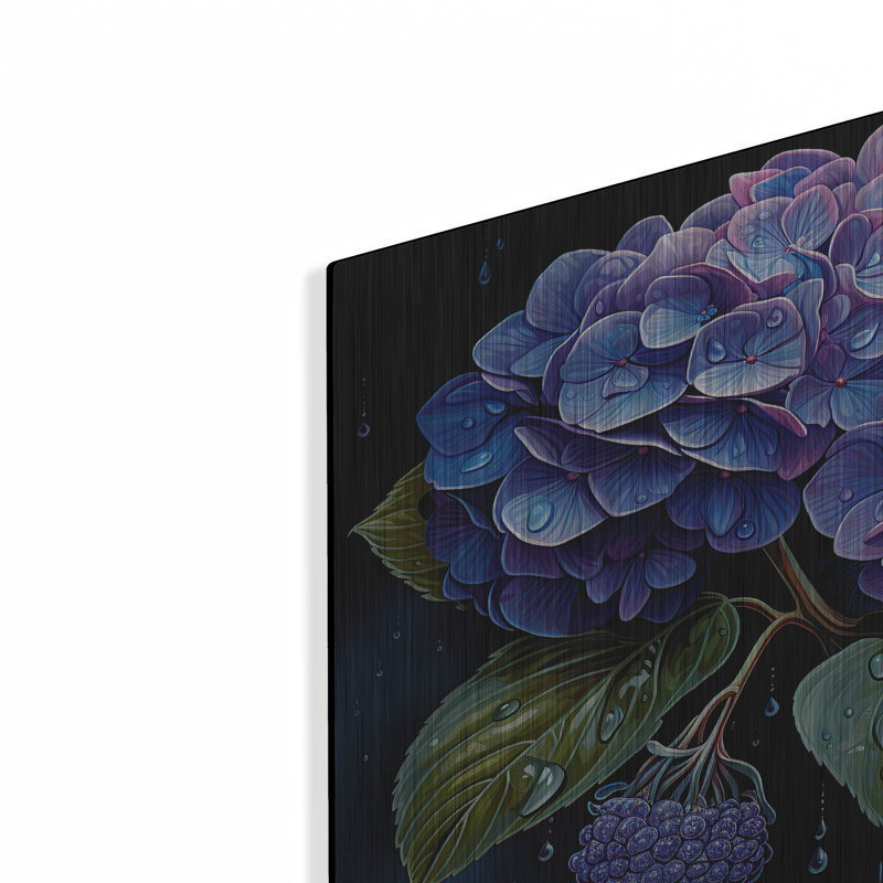 «Blue Hydrangea» par Momart, art mural en métal, H 16 po x l 24 po