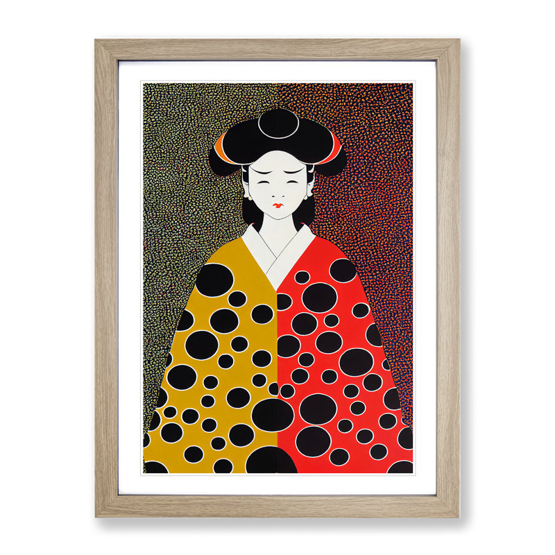 Spotted Geisha - Framed Print, 34cm H x 25cm W x 2cm D, Oak Framed
