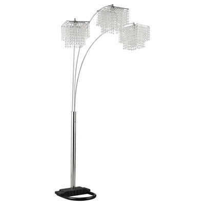 Chrome Hanging Crystal Arc Floor Lamp