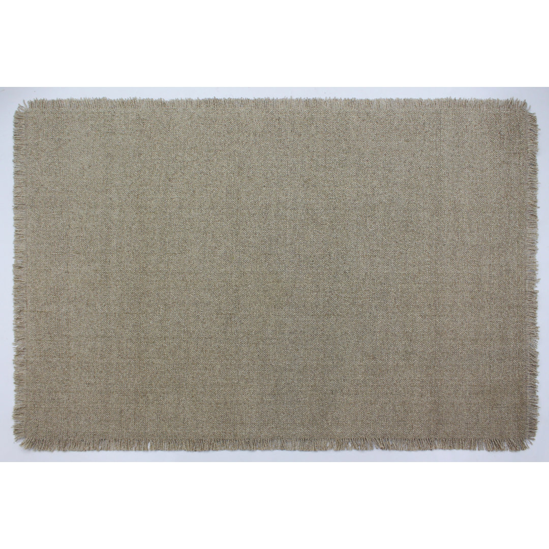 Flachgewebe-Teppich Flocus aus Wolle in Beige