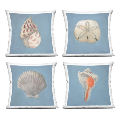 Soft Sea Shell Collection 4 Piece Decorative Printed Throw Pillow Set design by Julia Purinton