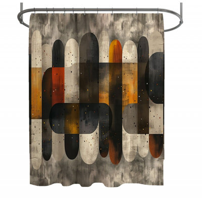 Rideau de douche à formes abstraites - Œuvre décorative de salle de bain