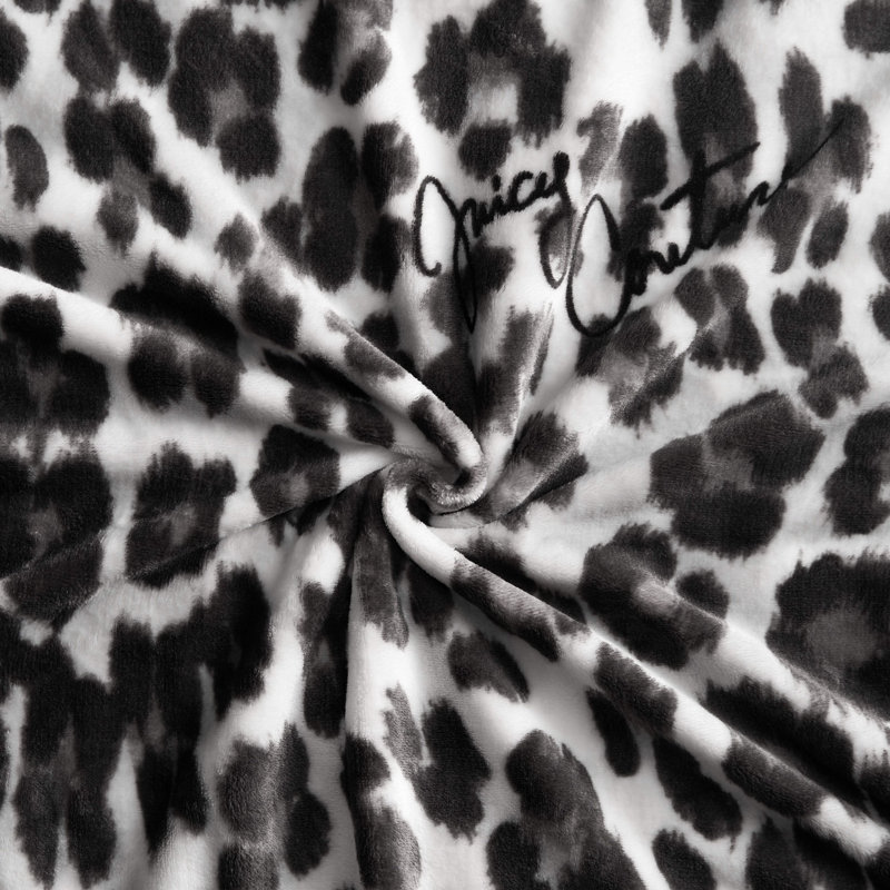 Juicy Couture Regent Leopard Throw Blankets, Gray