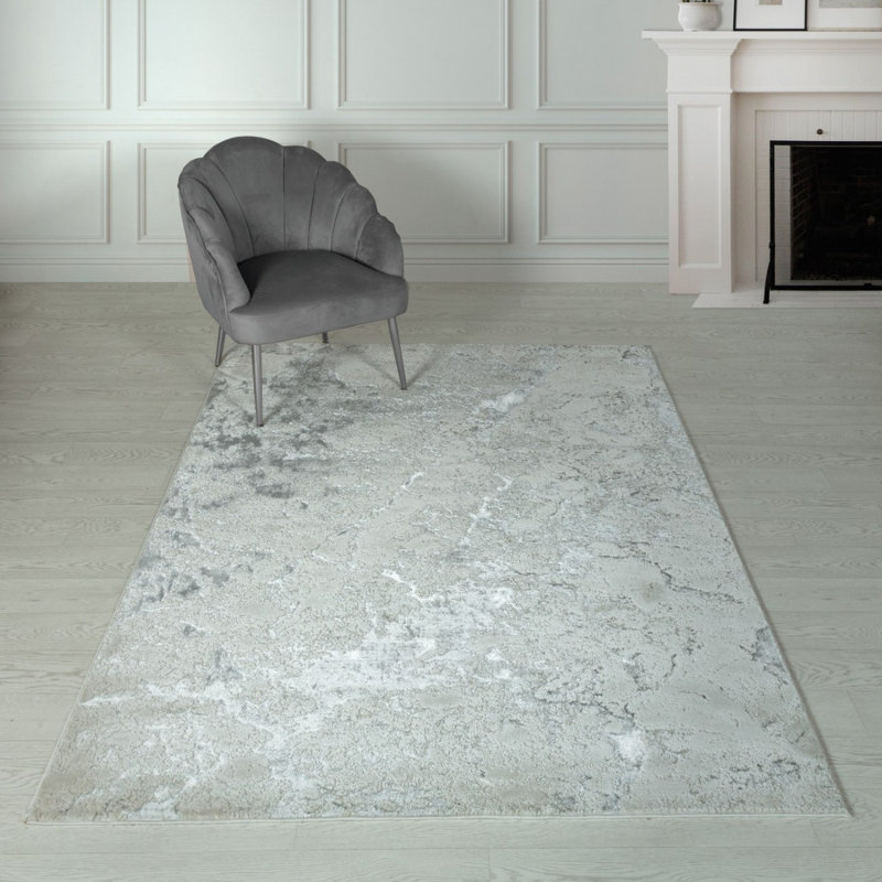 Grey Modern Easy To Clean Abstract Optical/ (3D) Rug For Dining Room Bedroom And Living Room, Rectangle 80 x 150cm