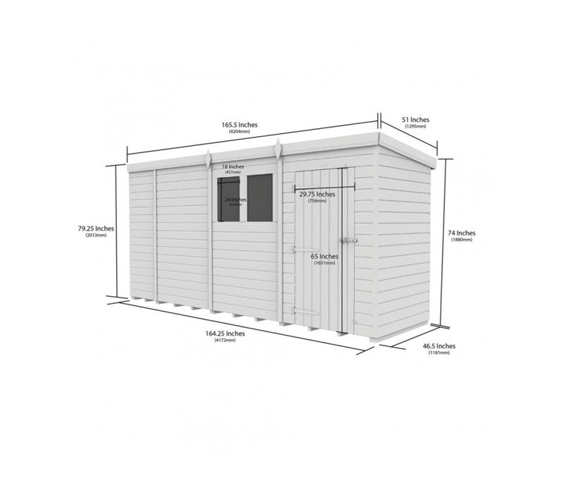 14x4 Pent Composite Shed