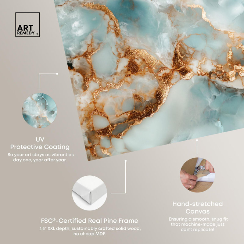 «Teal Marble Majesty», art abstrait bleu sarcelle par , Toile tendue, H 20 po x l 16 po