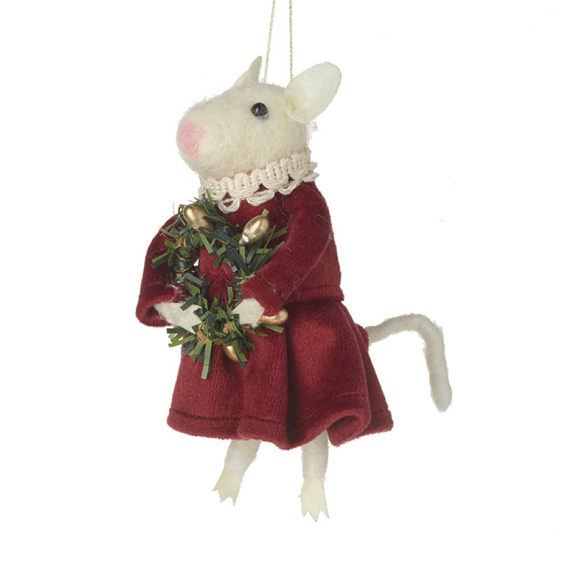 Haning Mouse with Wreath Decoration