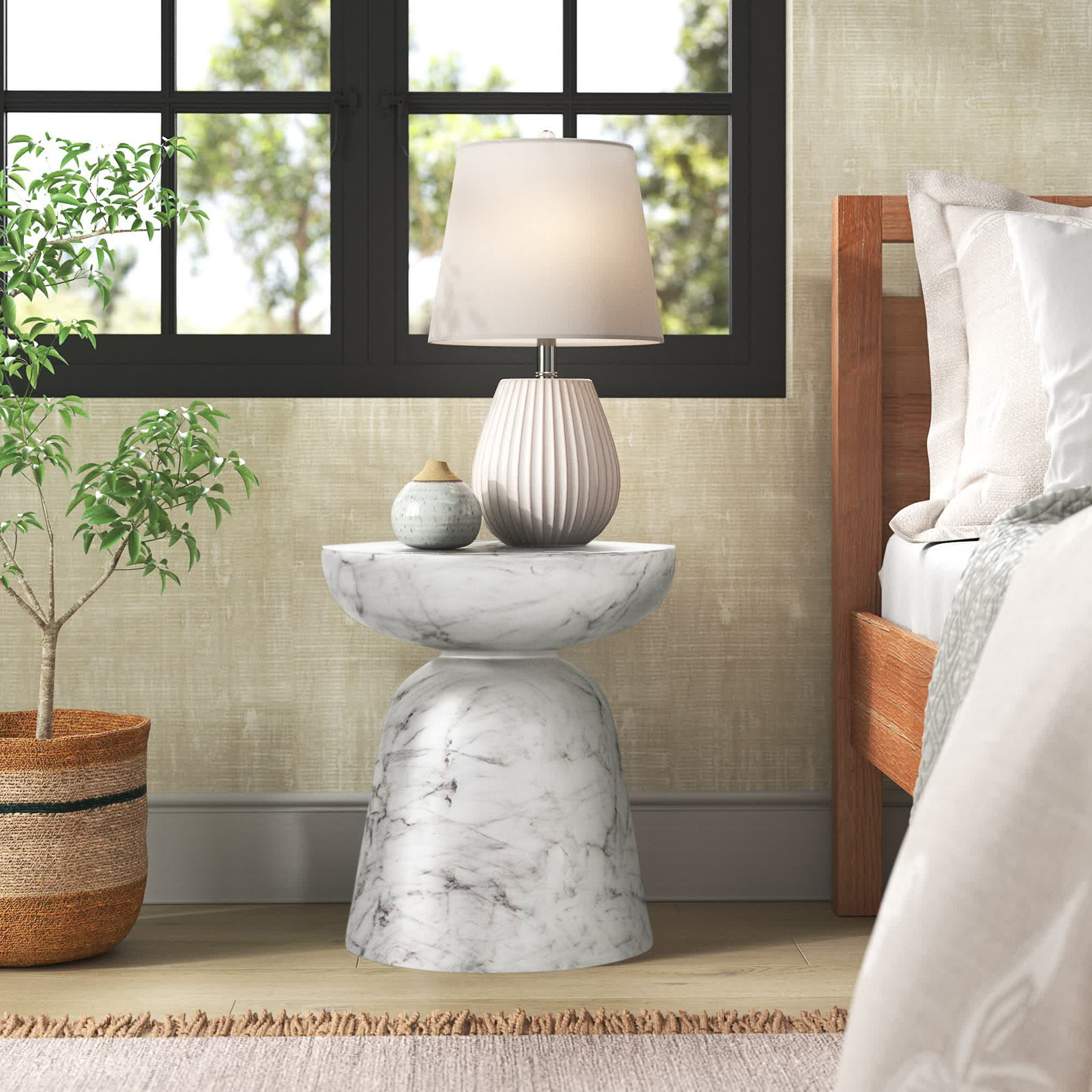 Boswell End Table, White Marble