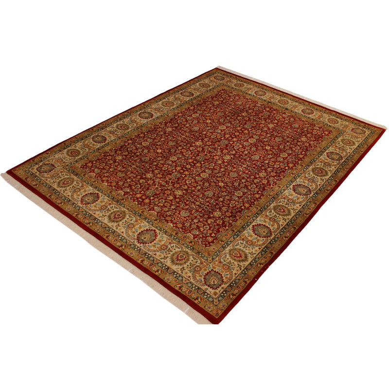 Tapis orange / ivoire en laine noué à la main 8 pi 1 po x 9 pi 10 po Roca Oriental