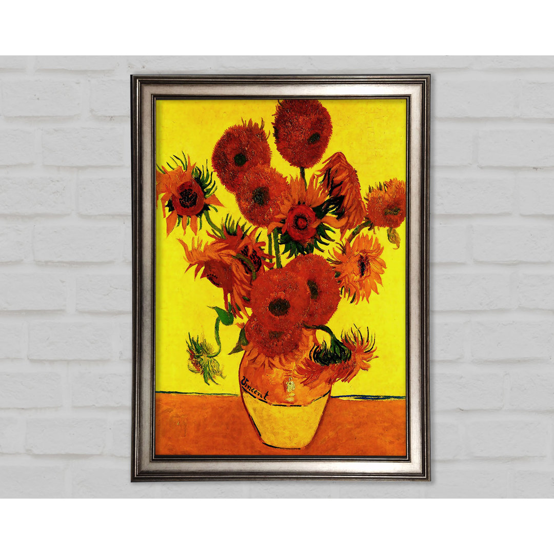 Gerahmtes Leinwandbild Van Gogh Stilleben Vase mit fünfzehn Sonnenblumen 3