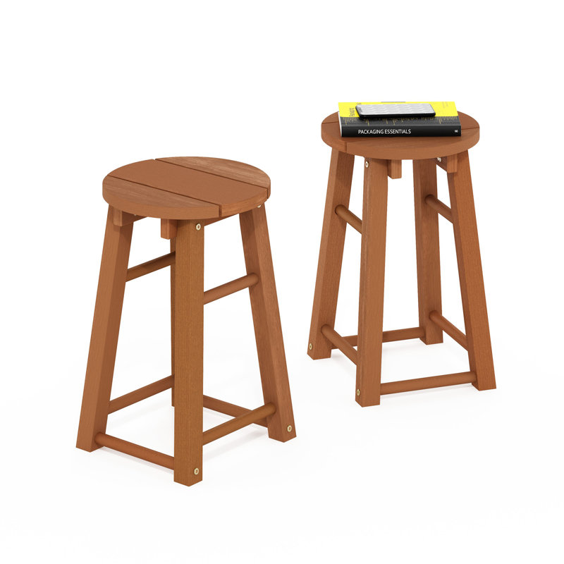  Ensemble de 2 tabourets de bar en bois de teck Tioman