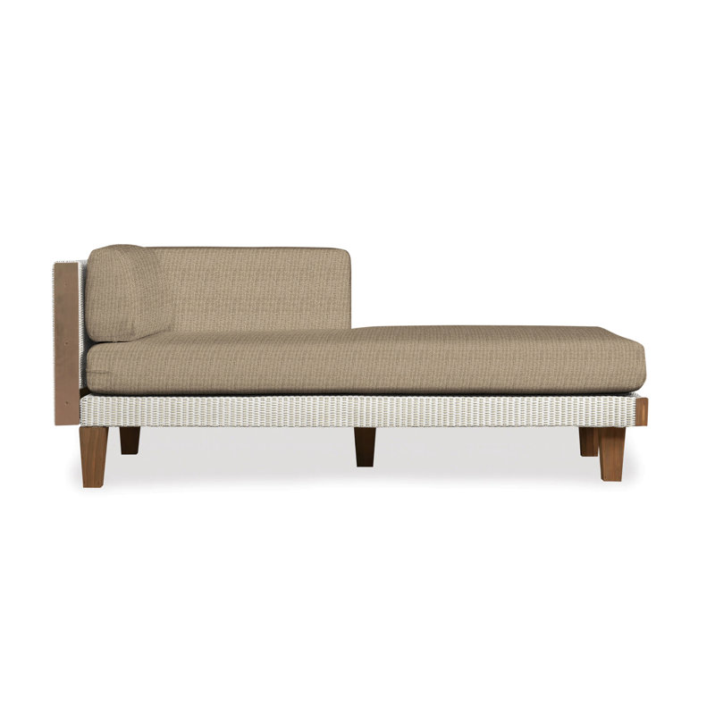 Catalina Outdoor Teak Chaise Lounge, Demo Skyway, Antique White