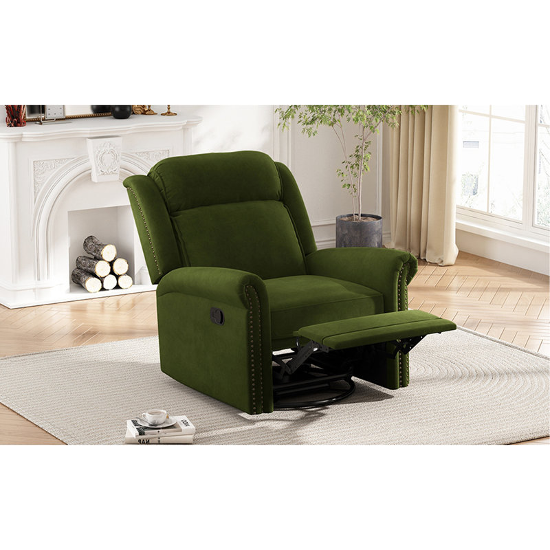 360° Swivel Recliner Manual Rocking Recliner Home Theater Manual Recliner Chair Nursery Rocker With Adjustable Backrest For Living Room