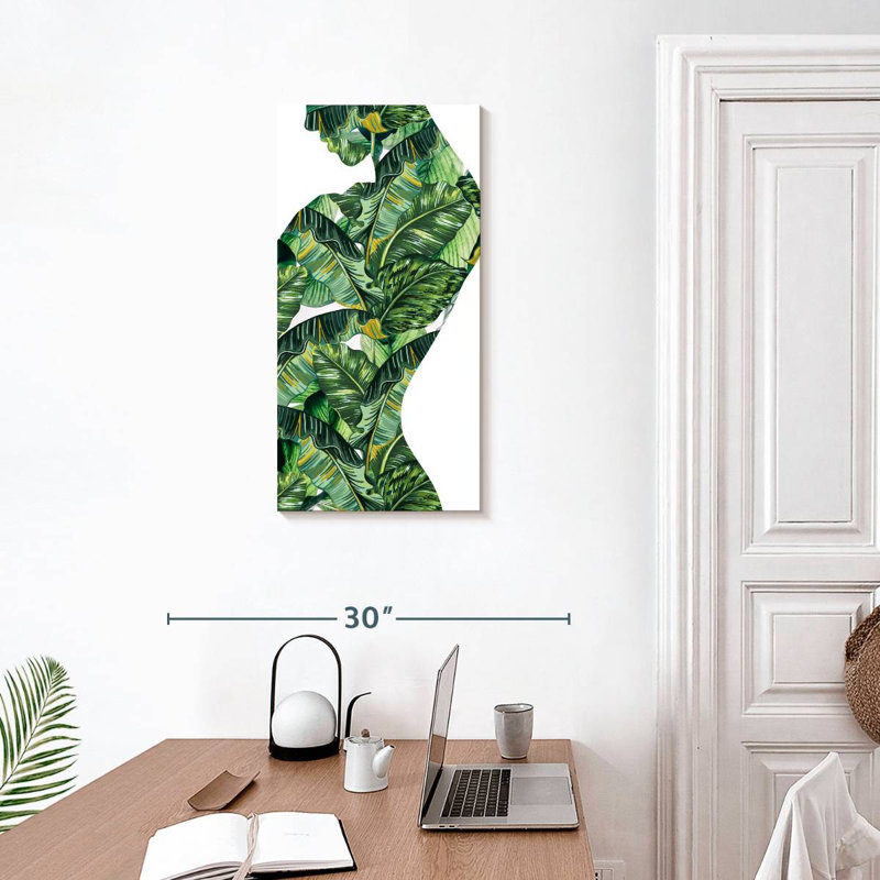 Silhouette de femme jungle, H 30 po x l 15 po