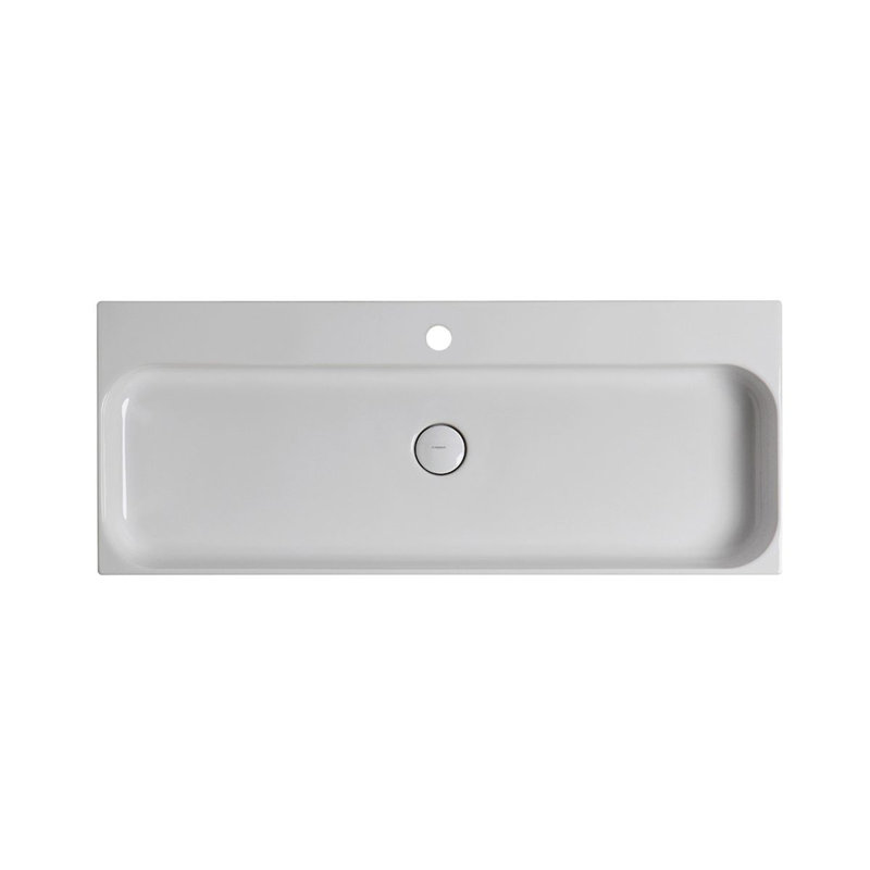 Lavabo de salle de bain mural rectangulaire en céramique avec trop-plein Unit, Simple trou
