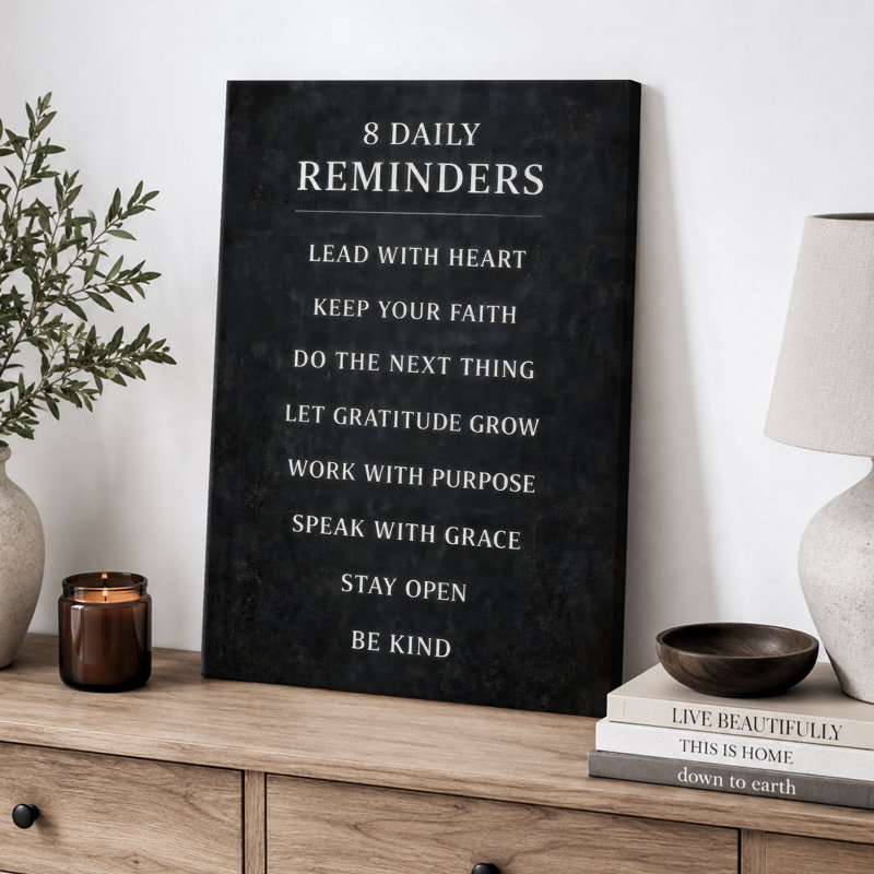 Illustration de huit rappels quotidiens, photos de bureau, impression sur toile encadrée, H 24 po x l 16 po x P 1,5 po