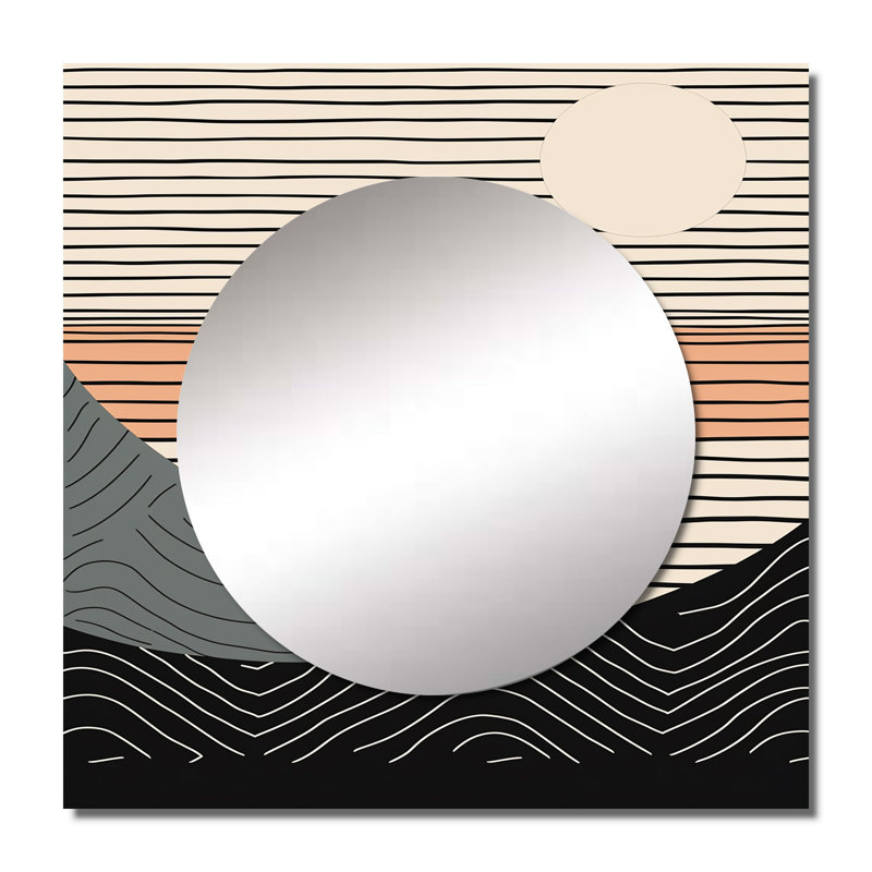 Paxico - Simple Horizon III formes abstraites grand miroir carré pour décoration murale, 23 po x 23 po