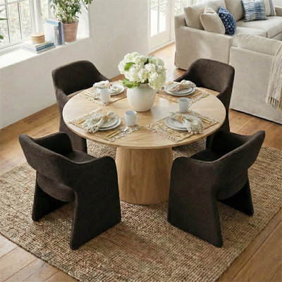 Ensemble de table de salle à manger pour 4 personnes avec table ronde et 4 chaises rembourrées