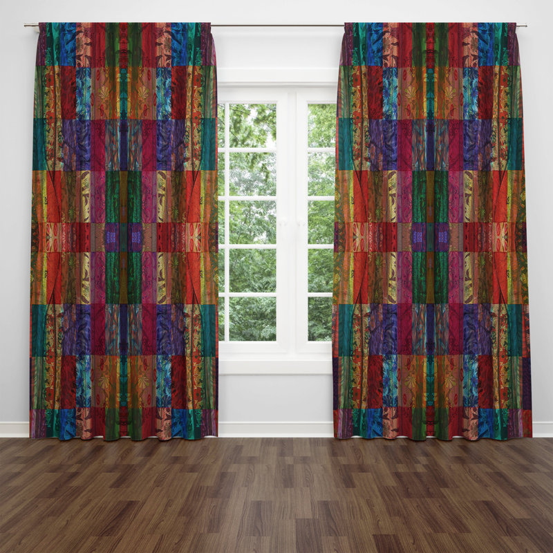 Panneaux de rideaux semi-transparents Patchwork (DSQ est réglé à 2), l 20 po x L 52 po