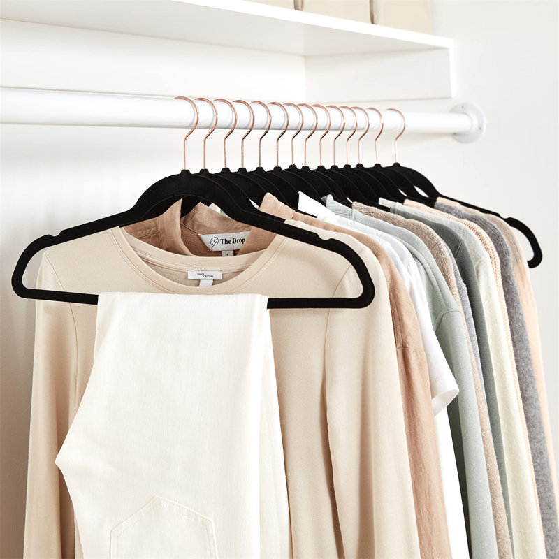 5 cintres pour accessoires antidérapants, Noir/Or rose, 30