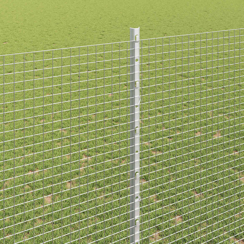 Vidaxl Fence With Posts Steel, 150cm H x 5000cm W x 2.7cm D, Silver