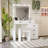 Adjustable White Vanity Desk With 4 Drawers, LED Lights, And Matching Stool For Enhanced Beauty Routines