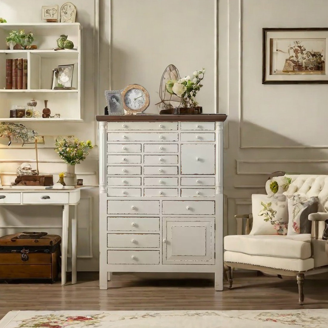 Vivid Space Creation Vintage Style Drawer Storage Cabinet | Wayfair