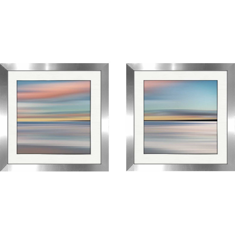 « miel twilight », ensemble de 2 reproductions de peintures à l’acrylique encadrées, Blanc mat, H 16,5 po x l 33 po x P 1 po